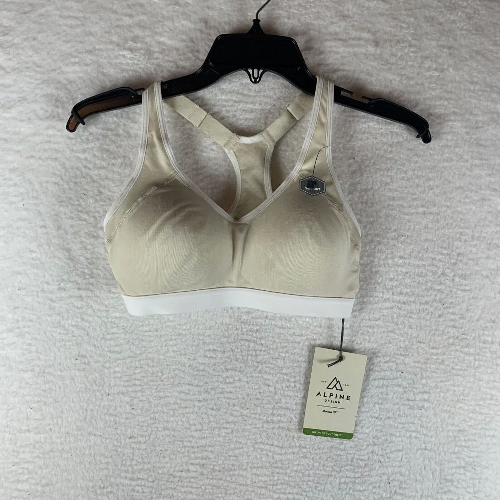 Alpine Design Sports Bra Women's‎ Sand Polyester High Support Racerback XS 7119